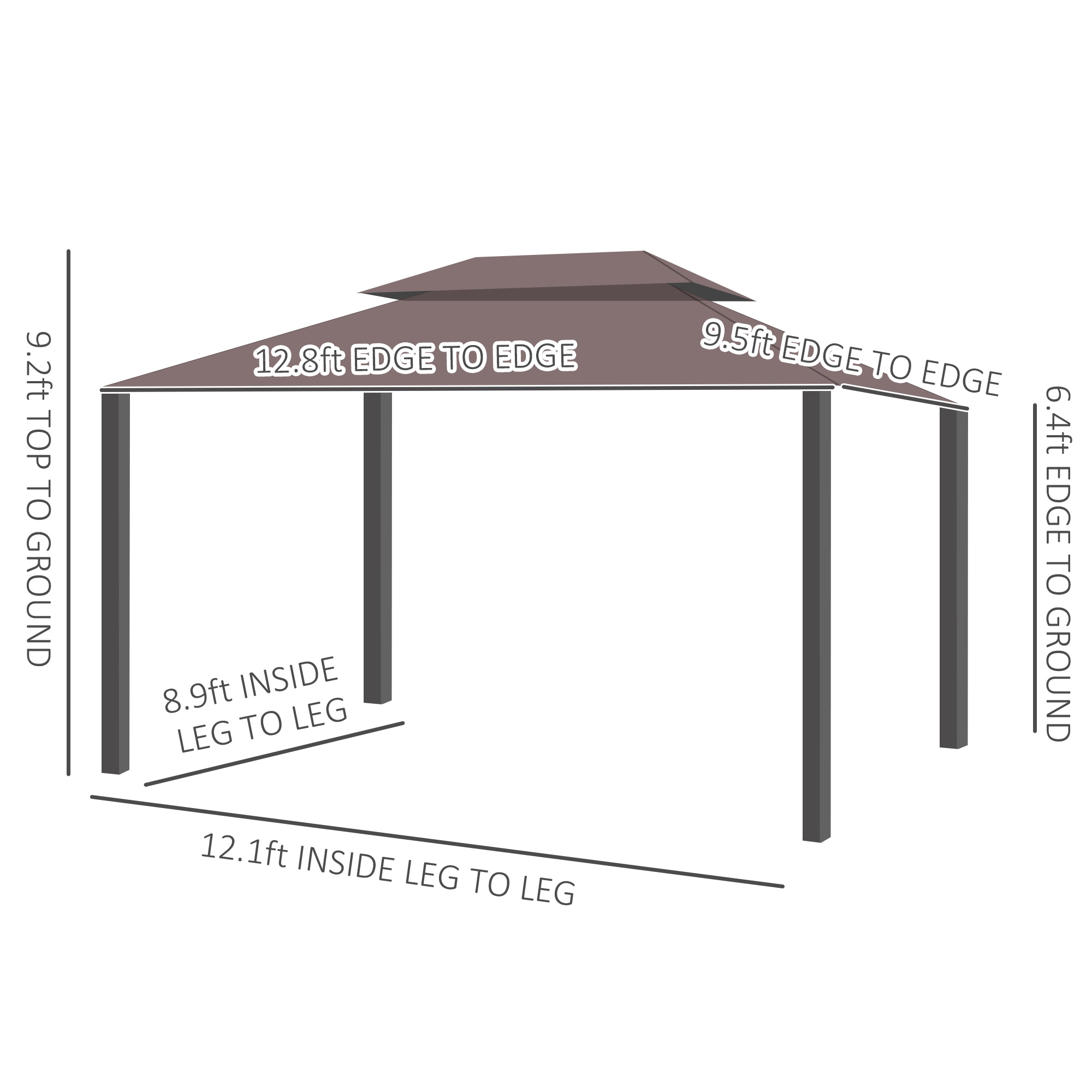 10' x 13' Patio Gazebo, Alumin - Coffee X 评论和价格