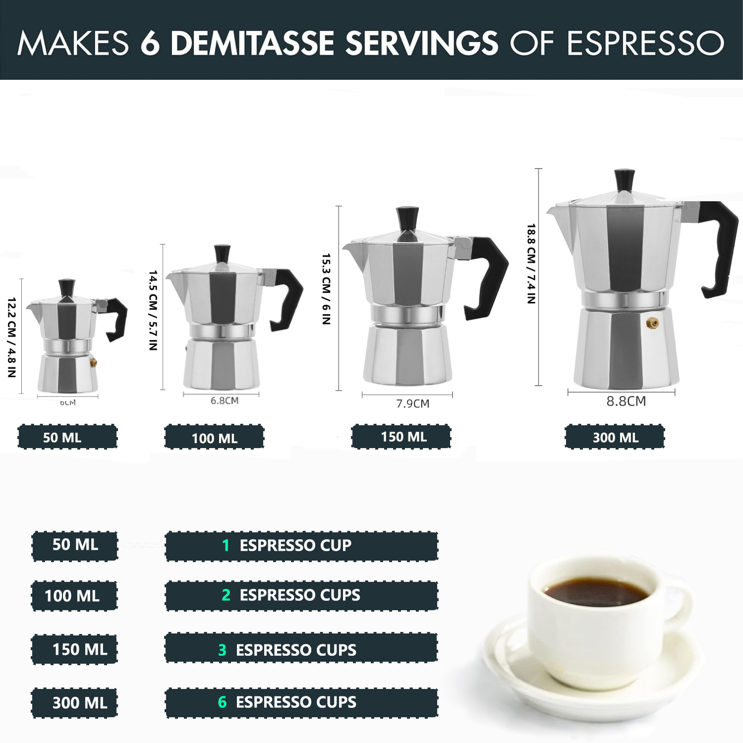 Classic Aluminum Moka Pot 50-3 - Coffee Equipment For Camping 评论和价格