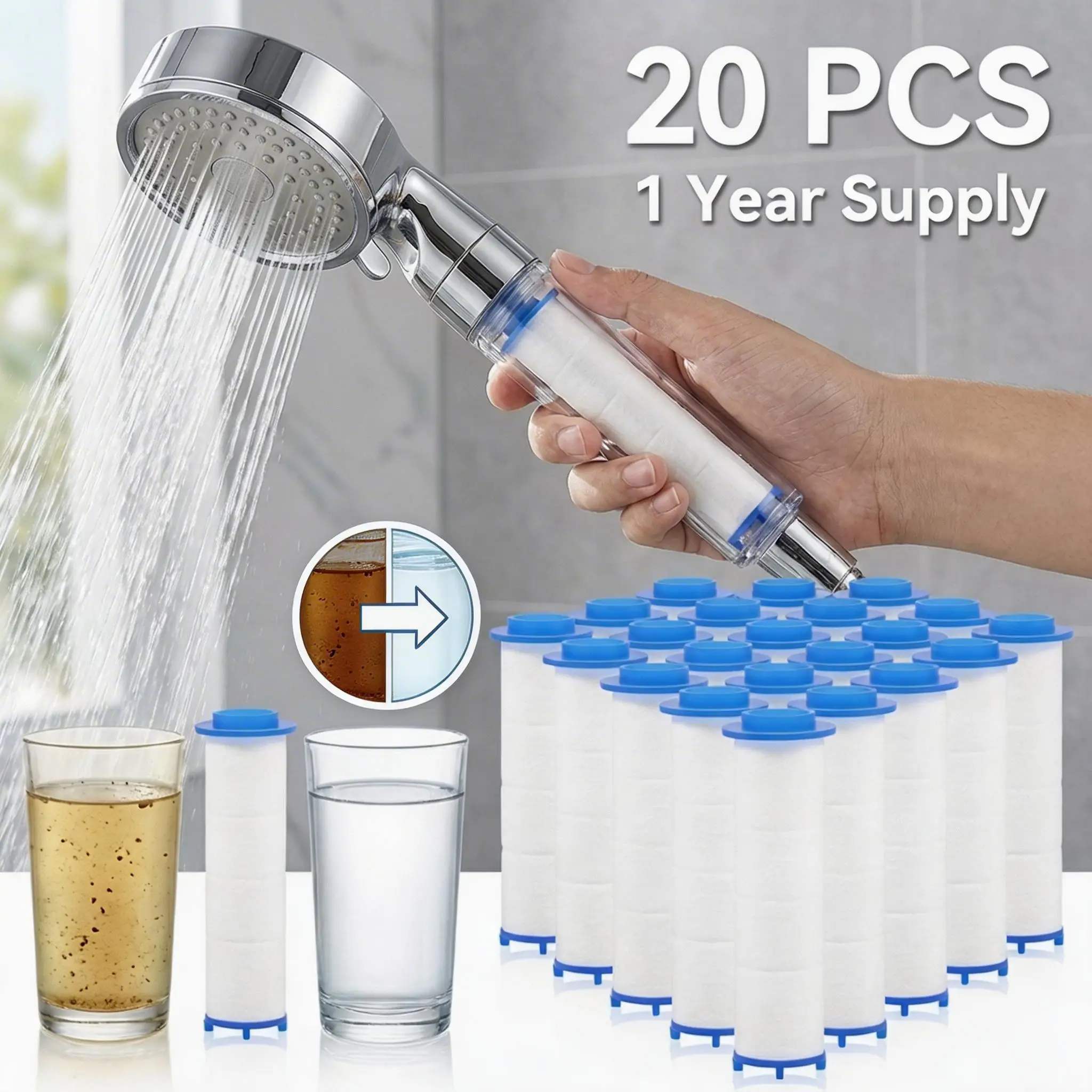 20Pcs Shower Head Filter PP Co - Water Filter Cartridge 评论和价格
